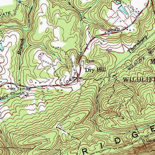 Topographic Map of Dry Hill, TN