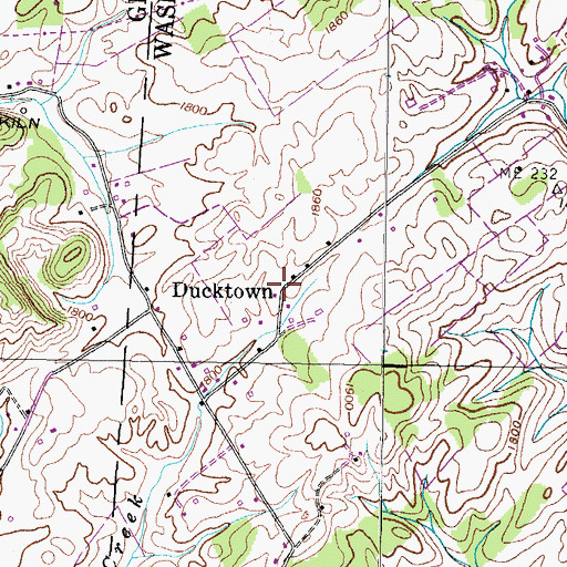 Topographic Map of Ducktown, TN
