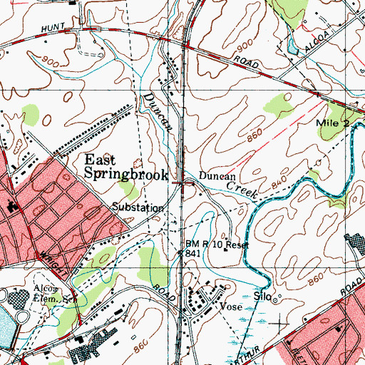 Topographic Map of Duncan, TN