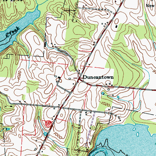 Topographic Map of Duncantown, TN