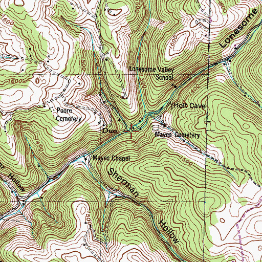 Topographic Map of Duo, TN