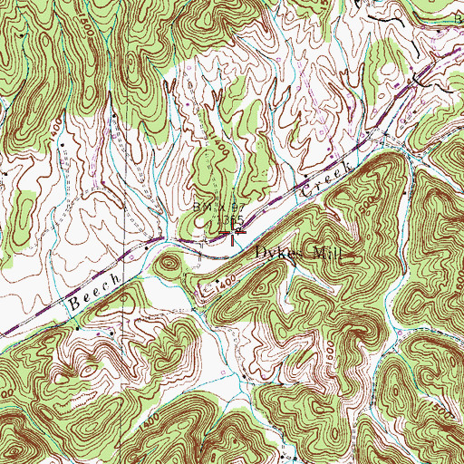 Topographic Map of Dykes Mill, TN