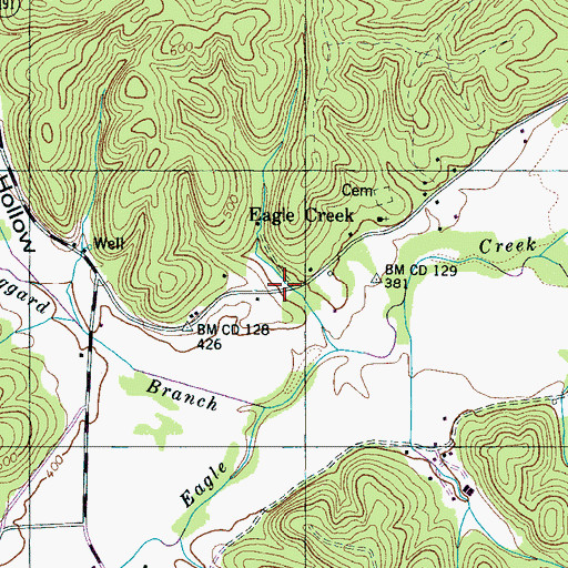 Topographic Map of Eagle Creek, TN