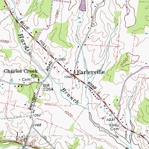 Topographic Map of Earleyville, TN