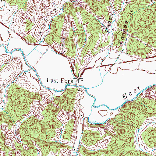 Topographic Map of East Fork, TN