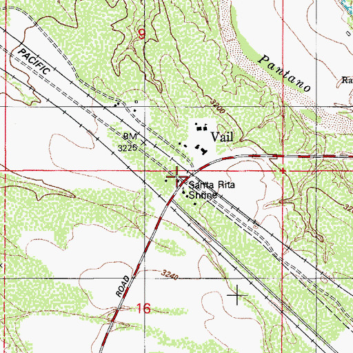 Topographic Map of Vail, AZ