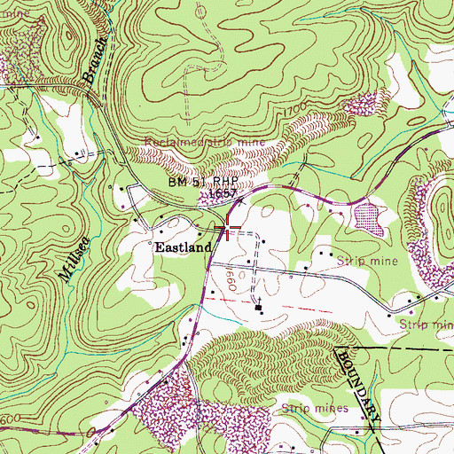 Topographic Map of Eastland, TN