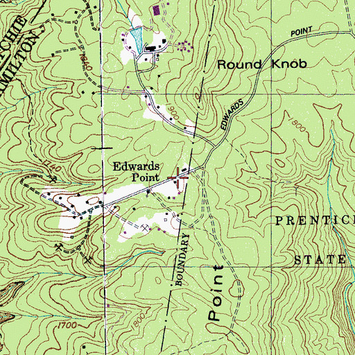 Topographic Map of Edwards Point, TN