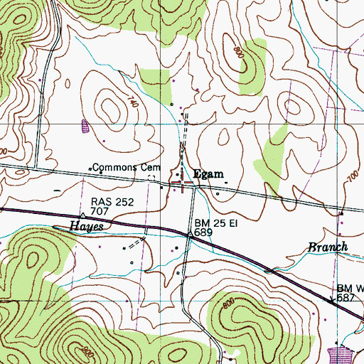 Topographic Map of Egam, TN