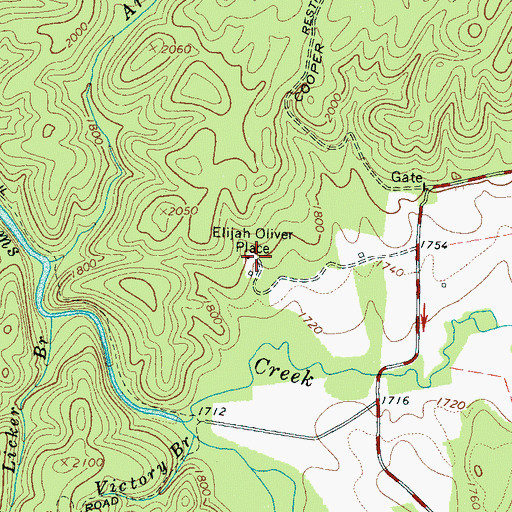 Topographic Map of Elijah Oliver Place, TN