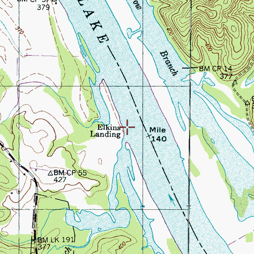Topographic Map of Elkins Landing, TN