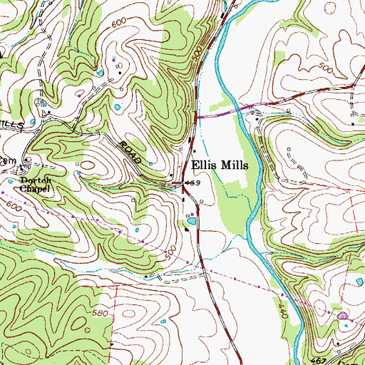 Topographic Map of Ellis Mills, TN