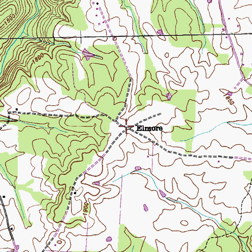Topographic Map of Elmore, TN