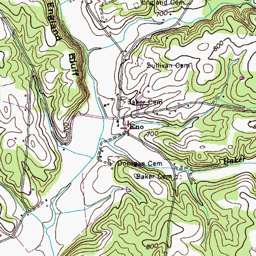 Topographic Map of Eno, TN