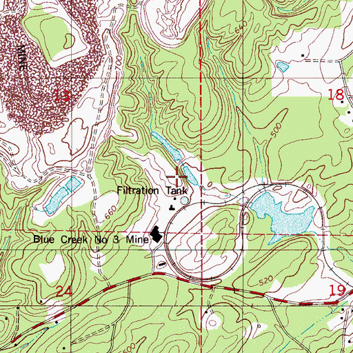Topographic Map of Blue Creek Mine Number 3-Impoundment Number Z Dam, AL