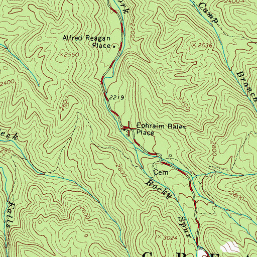Topographic Map of Ephraim Bales Place, TN
