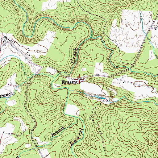 Topographic Map of Erasmus, TN
