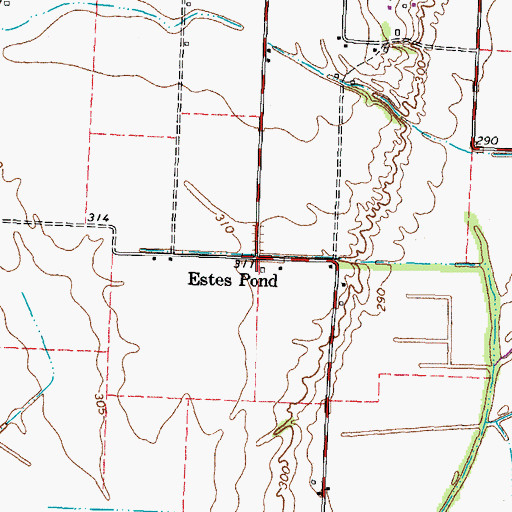 Topographic Map of Estes Pond, TN