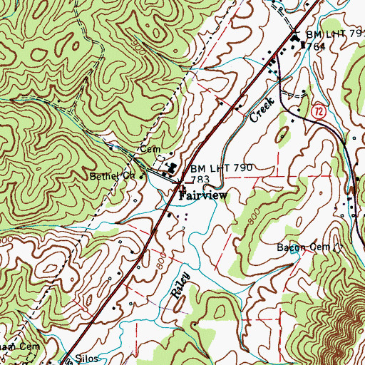 Topographic Map of Fairview, TN