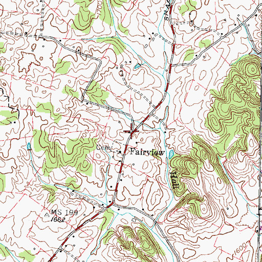 Topographic Map of Fairview, TN