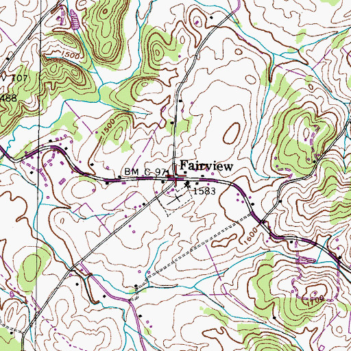 Topographic Map of Fairview, TN