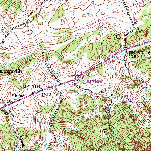 Topographic Map of Fairview, TN