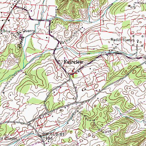 Topographic Map of Fairview, TN