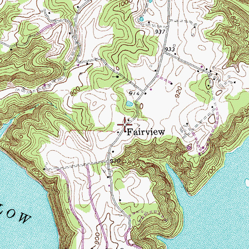 Topographic Map of Fairview, TN