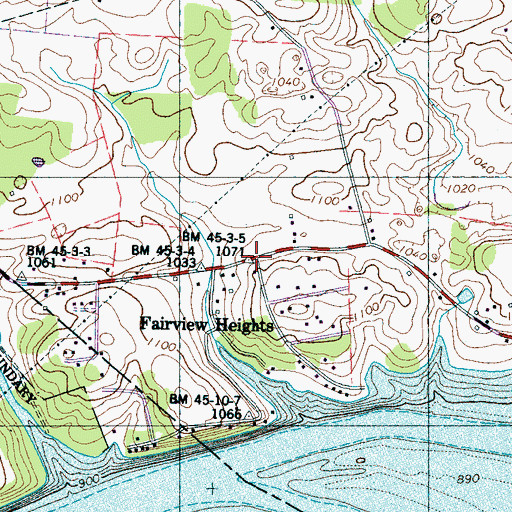 Topographic Map of Fairview Heights, TN