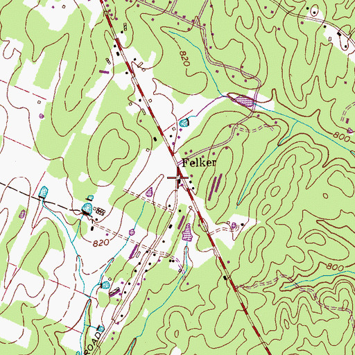 Topographic Map of Felker, TN