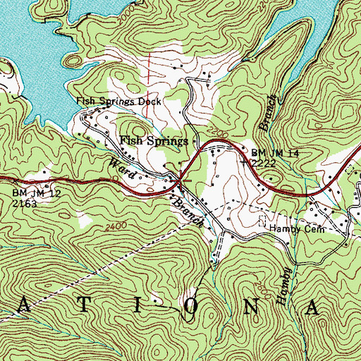 Topographic Map of Fish Springs, TN