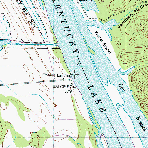 Topographic Map of Fishers Landing, TN