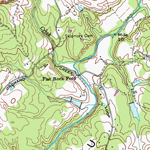 Topographic Map of Flat Rock Ford, TN