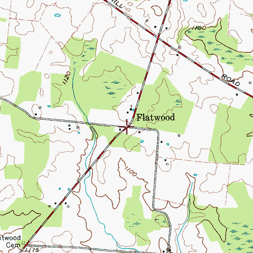Topographic Map of Flatwood, TN