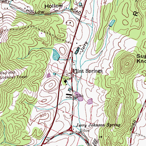 Topographic Map of Flint Springs, TN