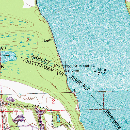 Topographic Map of Foot of Island Forty Landing, TN