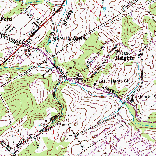 Topographic Map of Forest Heights, TN