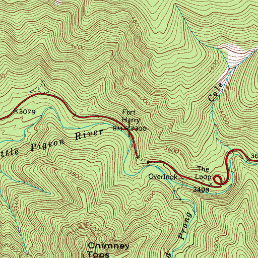 Topographic Map of Fort Harry, TN
