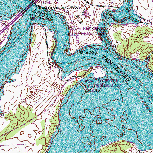 Topographic Map of Fort Loudon, TN