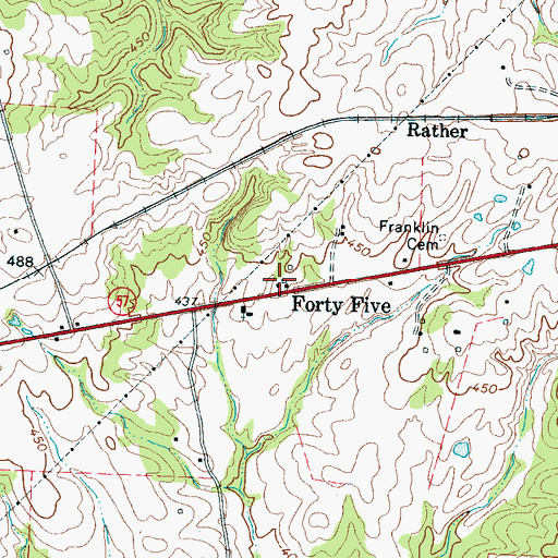 Topographic Map of Forty Five, TN