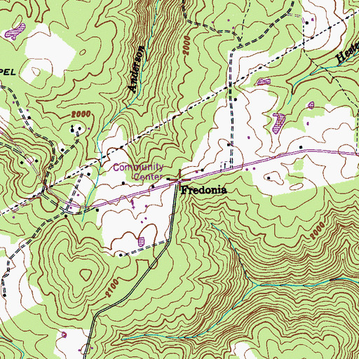 Topographic Map of Fredonia, TN