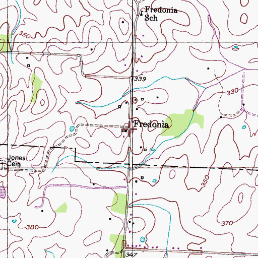 Topographic Map of Fredonia, TN