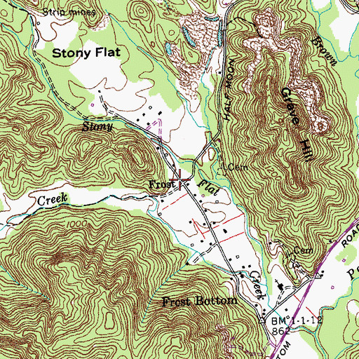 Topographic Map of Frost, TN
