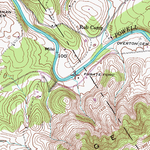 Topographic Map of Fugate Ford, TN