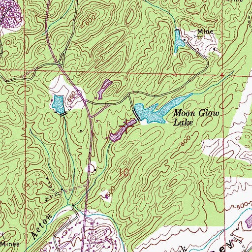 Topographic Map of Moon Glow Lake Dam, AL