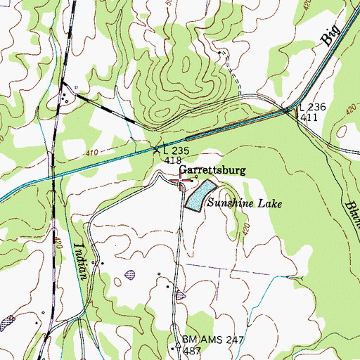 Topographic Map of Garrettsburg, TN