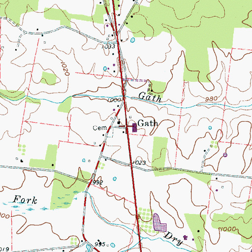 Topographic Map of Gath, TN