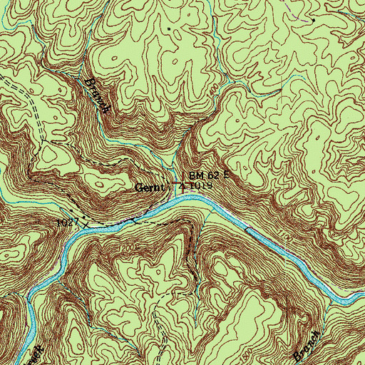 Topographic Map of Gernt, TN