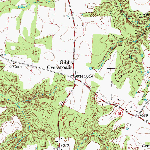 Topographic Map of Gibbs Crossroads, TN