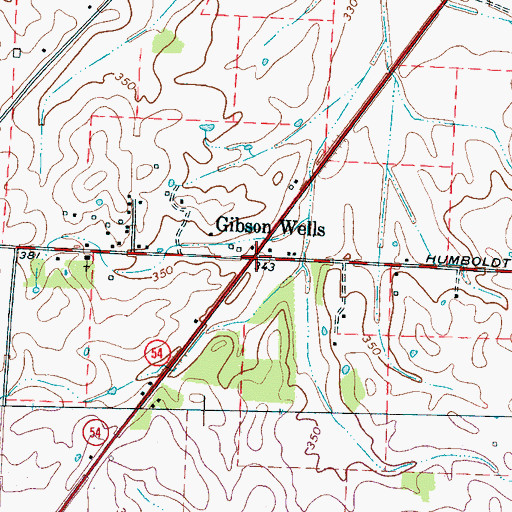 Topographic Map of Gibson Wells, TN